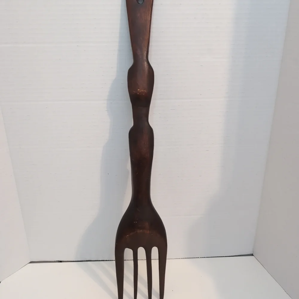 Vintage Wooden Tiki Totem Hand Carved‎ Wall Fork 21